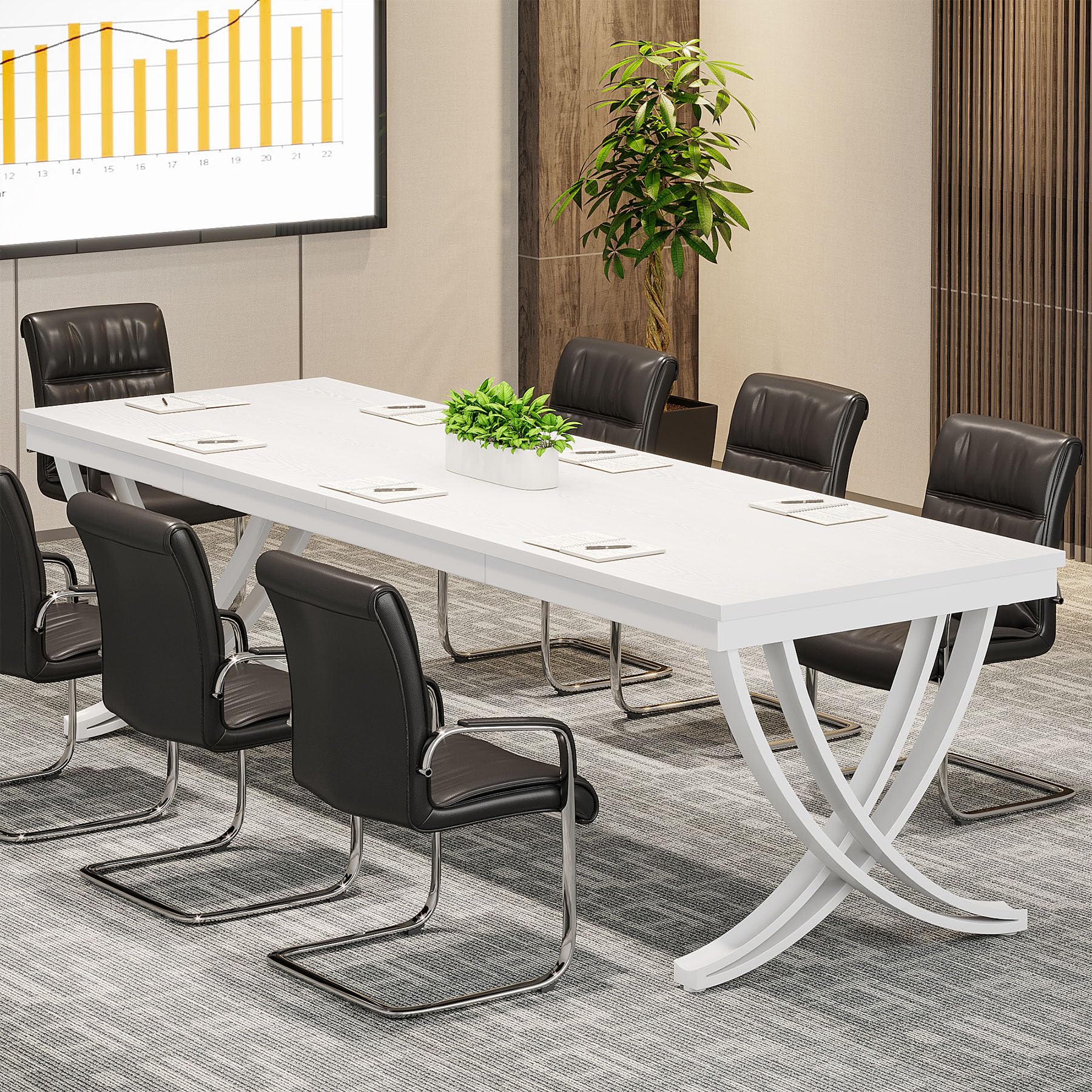 Tribesigns 6.5FT Conference Table for 6-8 People, 78 inch Long Rectangular Seminar Table with Strong Metal Frame, Business Furniture Boardroom Desk for Office Meeting Conference Room (1PCS, W - WoodArtSupply