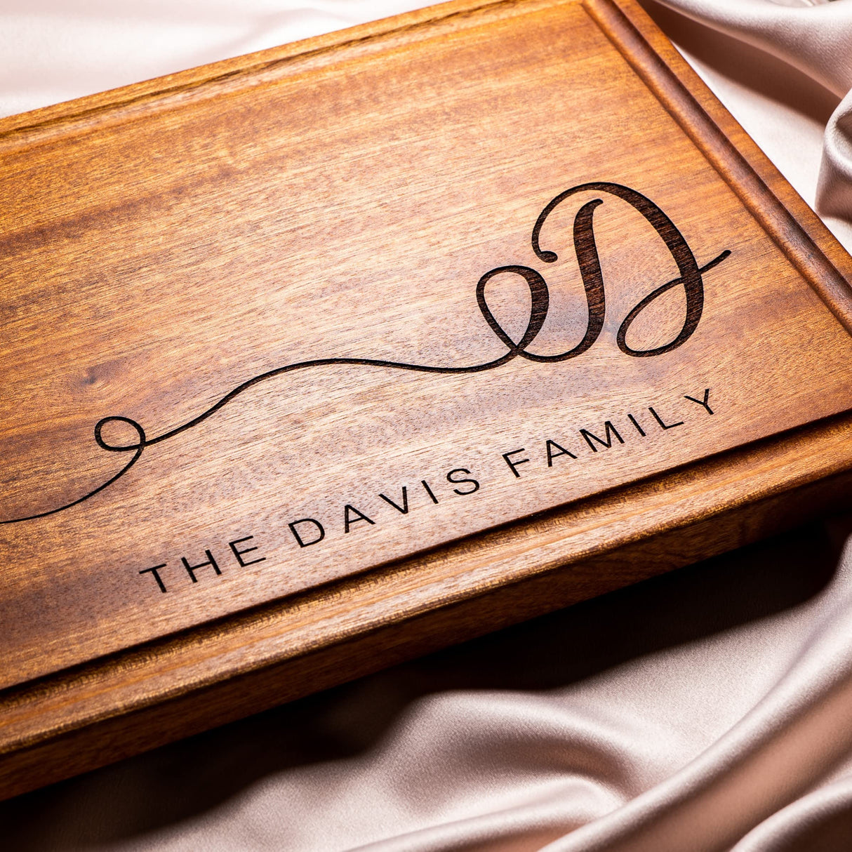 Personalized Cutting Board, Custom Wedding, Anniversary or Housewarming Gift Idea, Wood Engraved Charcuterie, for Friends and Family, Swirled Initial Design 080 Wedding Gift Boutique