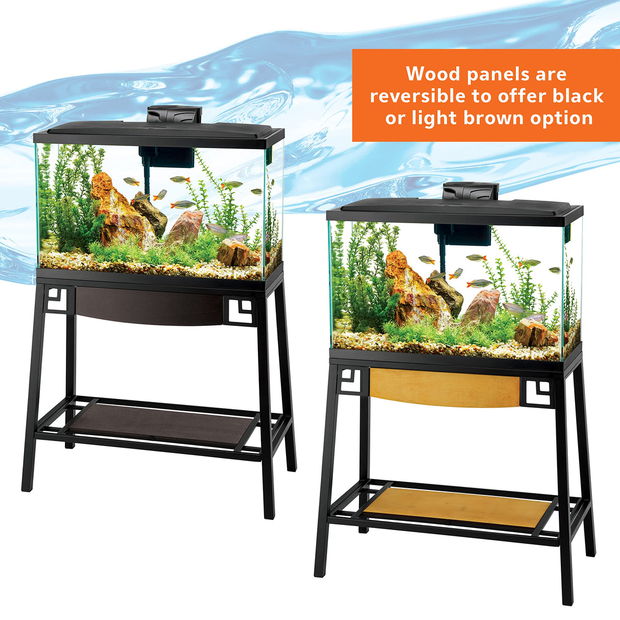 Aqueon Metal 20 Gallon Long/29 Gallon High Fish Tank Aquarium Stand, 30" L x 12" W x 28.25" H Aqueon
