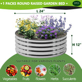 DIIYIV 3PCS 2x2x1FT Galvanized Raised Garden Bed Kit,Vegetable Boxes-Round Metal Flower Box,Large Planter Raised Beds Outdoor Garden for Planting,Fruit,Herb-Sliver DIIYIV