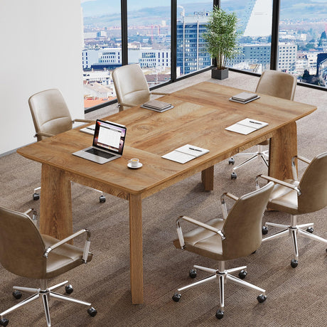 Tribesigns 5FT Conference Table for 6 People, 62-Inch Rectangular Meeting Table with Thicken Tabletop and Heavy Duty Legs, Modern Seminar Boardroom Desk for Office Conference Room (Rustic Brown) Tribesigns