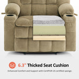 MCombo Dual Motor Power Lift Recliner Chair for Elderly, Lay Flat Lift Chair with Heat and Massage, Extra Wide Lift Recliner for Big People, Cup Holders, Fabric R7897 (Medium-Wide, Beige) MCombo