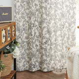 jinchan Floral Linen Blend Curtains for Living Room Black French Country Farmhouse 84 Inch Long Light Filtering Semi Sheer Kitchen Window Back Tab Curtains 2 Panels jinchan