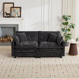 SoarFlash 71.6" Chenille Sectional Sofa, Comfy Modular Loveseat Sofa, Modern 2-Seat Couch Deep Seat Sofa Set for Living Room,Black SoarFlash