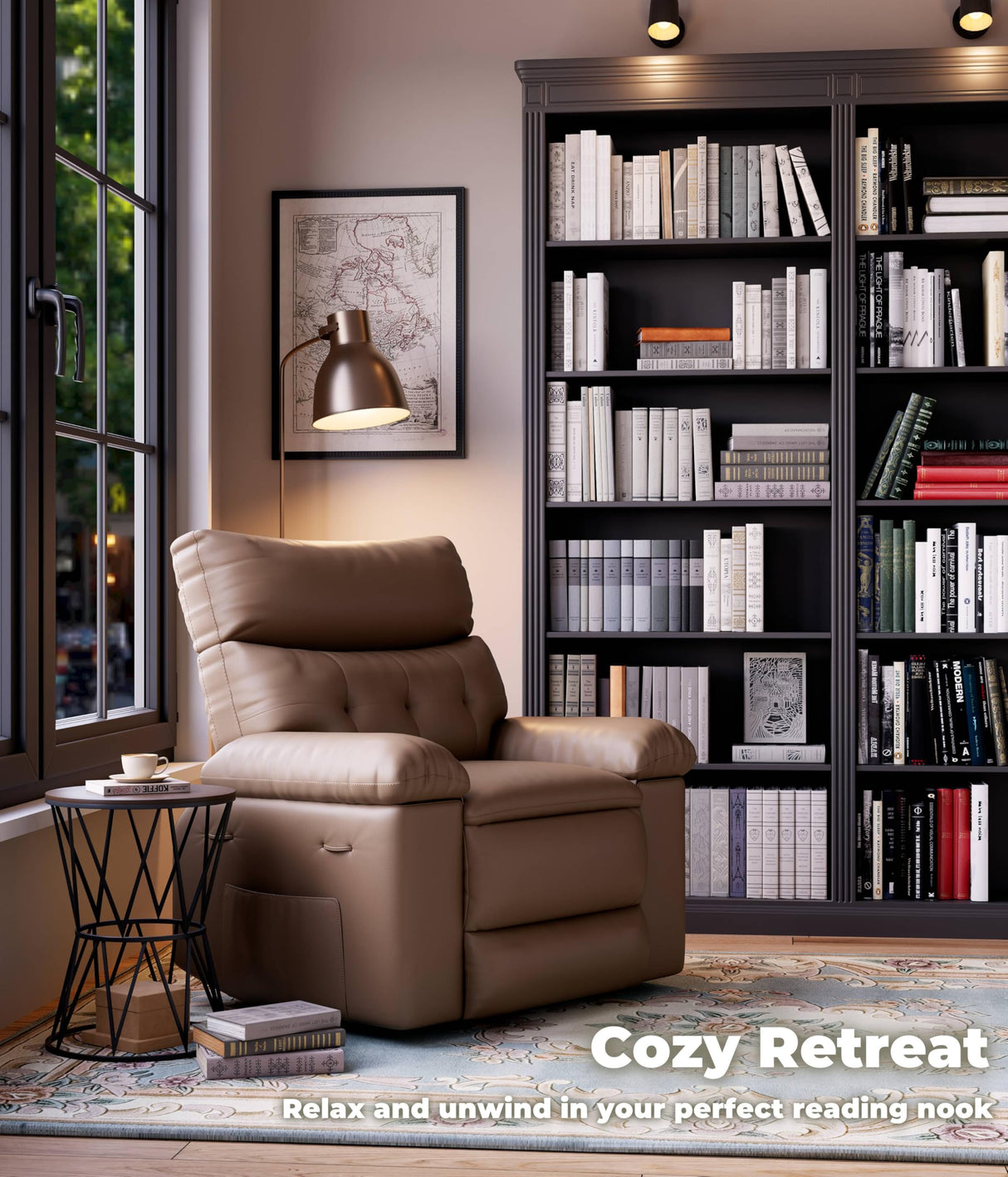 GarveeHome Oversized Extra Wide Recliner Chair - Faux PU Leather Large Manual Recliner for Adults, Exceptional Comfort Lazy Chair with 1.5X Sponge Filling and Easy Recline Mechanism for Relaxation GarveeHome