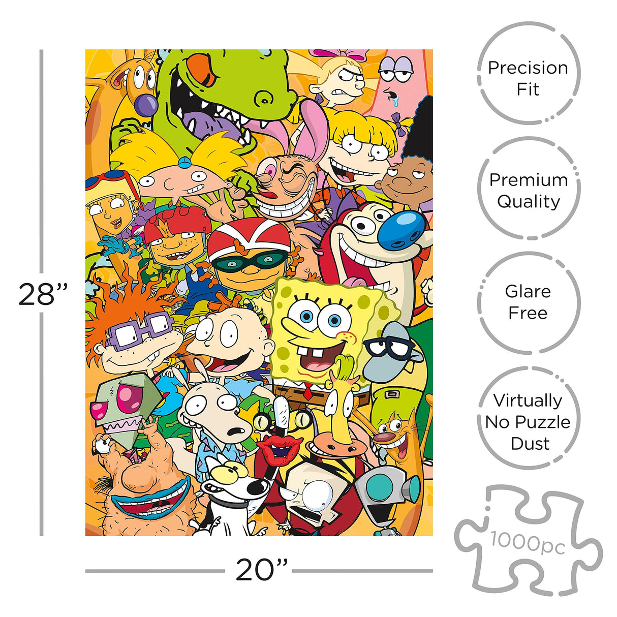 AQUARIUS Nickelodeon 90s Puzzle (1000 Piece Jigsaw Puzzle) - Officially Licensed Nickelodeon Merchandise & Collectibles - Glare Free - Precision Fit - 20 x 28 Inches AQUARIUS