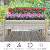 Outsunny 2 Tier Raised Garden Bed, Elevated Wooden 2 Box Planter, Gardening Grow Stand, Planting Bed for Flowers, Vegetables, Herb, Natural Outsunny