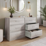 Modern 6-Drawer Dresser with Spacious Storage,Sturdy Wood Frame, and Large Capacity Drawers, Dressers for Bedroom, Home Organization Storage for Living Room or Hallway, Grey Techni Home