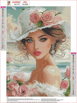 MXJSUA Beautiful Woman Diamond Painting Kits for Adults, 5D Diamond Art Kits for Beginners, DIY Full Round Drill Picture with Diamond for Home Wall Decor, 12x16 Inch MXJSUA