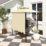 Outsunny 8' x 5' Grill Gazebo, Double Tiered Outdoor BBQ Gazebo with Side Awning, 2 Side Shelves and 6 Hooks for Patio, Deck, Yard, Beige Outsunny
