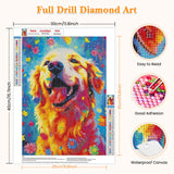 RICUVED Diamond Art Kits for Adults, Dog Diamond Art Kits Full Drill 5D Animal Diamond Art, Golden Retriever Gem Dots Art and Crafts for Gift Home Wall Decor 12x16 Inch/30x40cm RICUVED