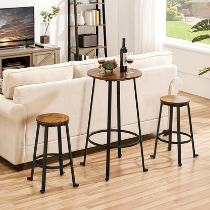 Yaheetech Rustic Industrial 3-Piece Bar Table and Stools Set for Kitchen and Dining Room - WoodArtSupply