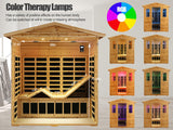 Outdoor Sauna 3 Person Infrared Sauna, Infrared Saunas for Home, 1950W Low EMF Far Infrared Sauna Old Fir Wooden Sauna with Beauty Red Light, Foldable Seat, Bluetooth, Chromotherapy Lamp, Reading Lamp SALUSHEAT