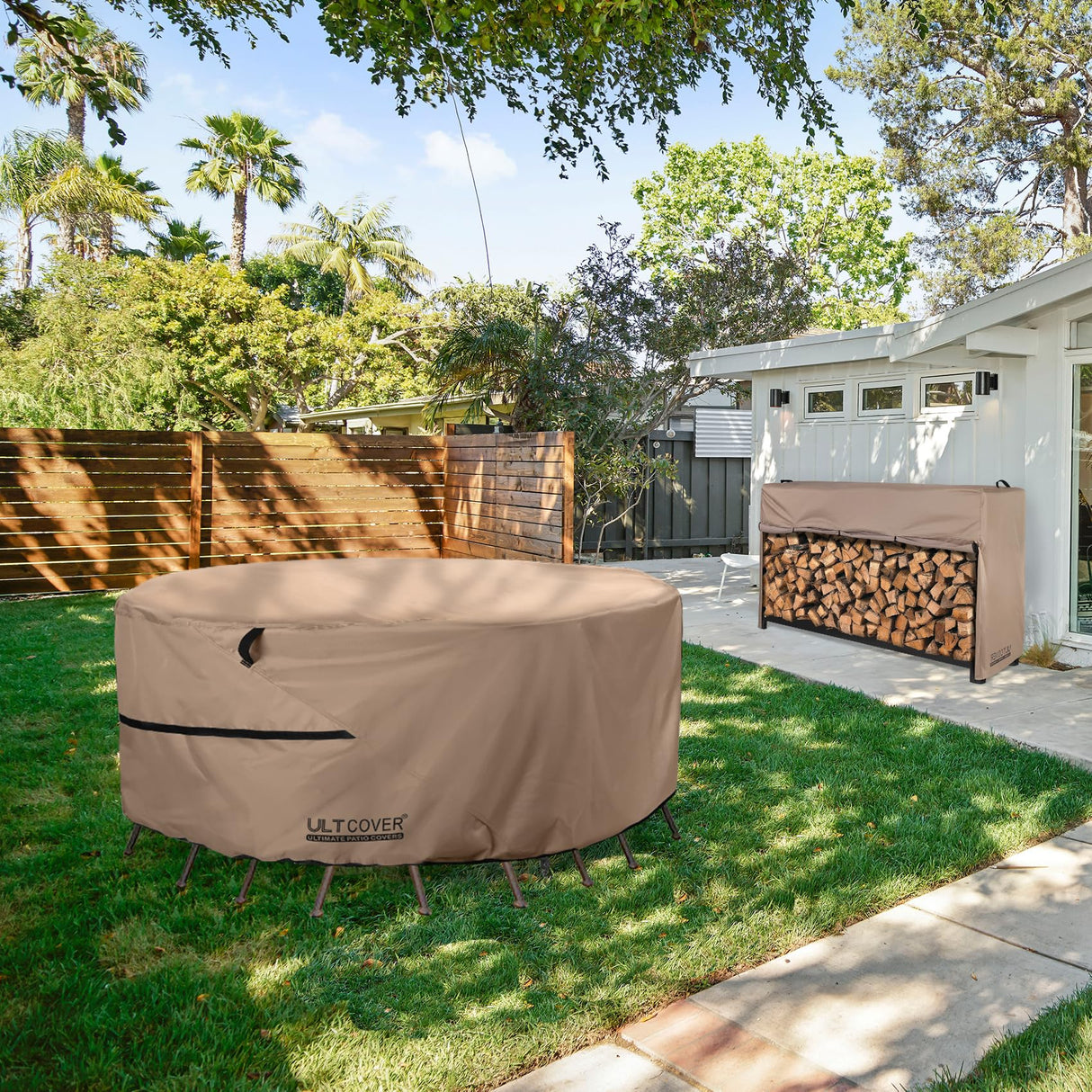 ULTCOVER Round Patio Furniture Cover - Outdoor Waterproof Table with Chair Set Cover 76 inch ULTCOVER