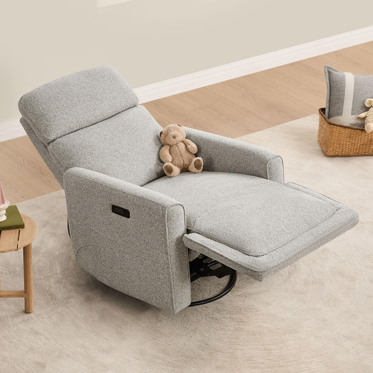 CHITA Electronic Power Recliner Chair Swivel Glider, FSC Certified Modern Nursery Rocking Chair with USB and Type-C Ports, Light Grey CHITA