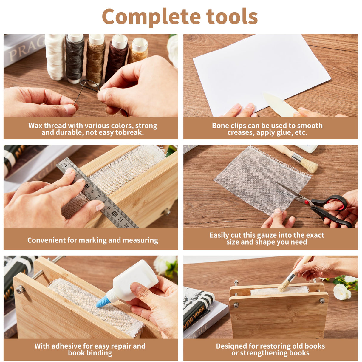 pamctry 50 Pcs Book Binding Kits for Beginners - Complete DIY Kit with Tools & Instructions, 11.6 x 7.8 Inches pamctry