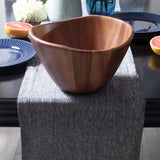 Lipper International Acacia Large Wave Bowl with Servers, 162.31 fl.oz.,Brown Lipper International