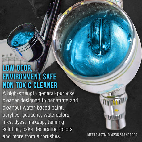 Master Airbrush Cleaner, 16-Ounce Pint Bottle - Fast Acting Cleaning Solution, Quickly Remove Water-Based Acrylic Paint, Watercolor, Makeup - Clean Clogged Airbrushes, Brushes, Artist Tools Master Airbrush