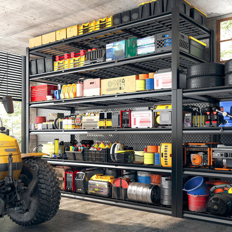 REIBII 60" W Garage Shelving, 2900LBS Storage Shelves, 6 Tier Heavy Duty Shelving, Adjustable Metal Shelving Units and Storage Rack for Warehouse, Pantry, Basement, 60" W x 84" Hx 24" D, 2 Pack REIBII