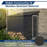 LZbeiteM Shed Lean to Storage Shed, Outdoor 4' x 8' Metal Wall Side Storage Sheds & Outdoor Storage, Garden Storage Cabinet for Backayrd, Patio and Outdoor Use,Black LZBEITEM