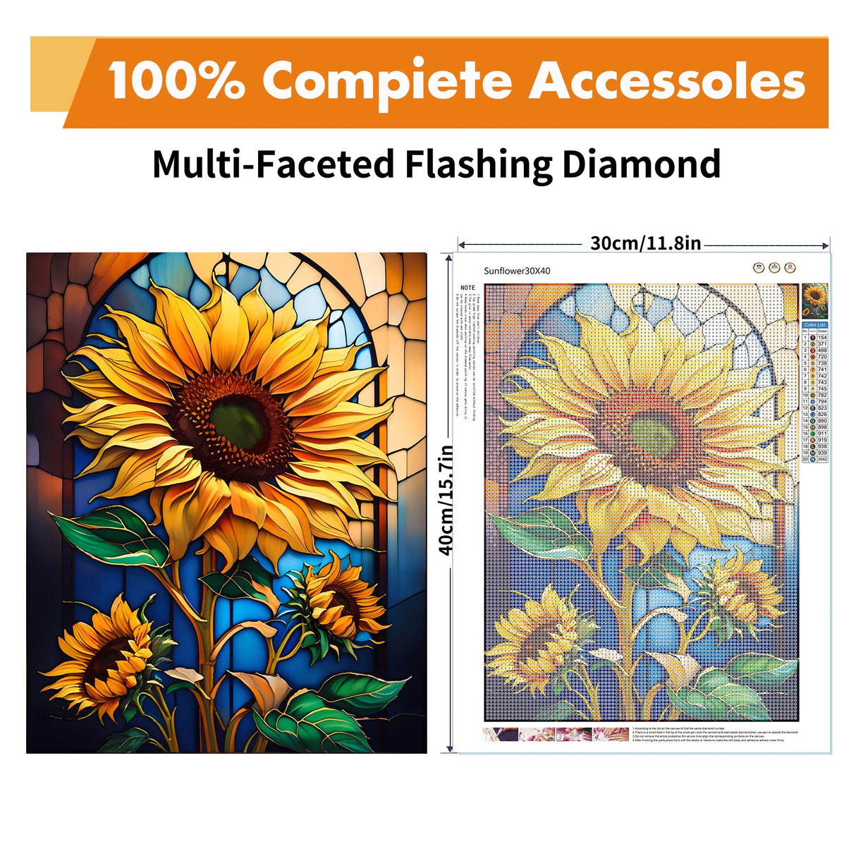 Yeadiffy Diamond Art Painting Kits for Adults Diamond Art Kits for Adults Beginners,5D Translucent Gems Diamond Painting,DIY Full Drill Diamond Gem Art and Crafts 12x16inch (Sunflower) Yeadiffy