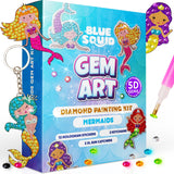Blue Squid Diamond Art Kits for Kids – Mermaid - Fun & Easy DIY 5D Gem Art Gift Set for Keychains, Stickers, Sun Catchers - Diamond Painting Kit Arts & Crafts Kit for Kids, Girls, Boys Ages 6-12 Blue Squid