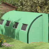 Outsunny 20' x 10' x 6.6' Walk-in Tunnel Greenhouse with Upgraded Structure, Outdoor Green House with 2 Hinged Doors, 8 Mesh Windows, Gardening Plant Warm House Tent, Green Outsunny