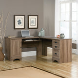 Sauder Harbor View Computer Desk, 66.14"D x 66.14"W x 30.28"H , Salt Oak finish Sauder
