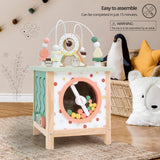 PairPear Wooden Activity Cube Montessori Toys Wooden Play Cube Activity Center Baby Busy Board Multifunctional Early Educational Development Toys Sensory Gifts for Toddlers Girls Boys 1 2 3 Year Old PairPear