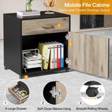 Tribesigns 70.8-Inch Executive Desk with Mobile File Cabinet, Large L Shaped Computer Desk with Storage Cabinet, L-Shaped Desk with Drawer Cabinet for Home Office, Retro Gray & Black Tribesigns