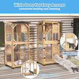 Dephet Catio Outdoor Cat Enclosure with Scratcher - 4-Tier Large Indoor Wooden Window Catio Cats House W/Asphalt Waterproof Roof, Wheels, Resting Box, Platforms, Kitten Toys Ball Dephet