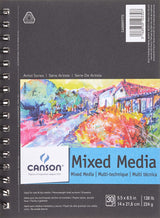 Canson Artist Series Mixed Media Paper, Wirebound Pad, 5.5x8.5 inches, 30 Sheets (138lb/224g) - Artist Paper for Adults and Students - Watercolor, Gouache, Graphite, Ink, Pencil, Marker Canson