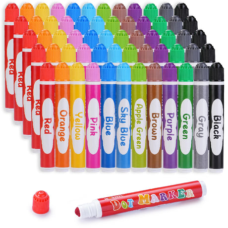 60 Pack Dot Markers, 12 Assorted Colors, 5 Sets x 12 Colors Washable Dot Paint Markers for Toddlers Kids Preschool, Paint Bingo Daubers Supplies, Crafts Kits Coloring Set, Non Toxic Water-Based WOSWEL