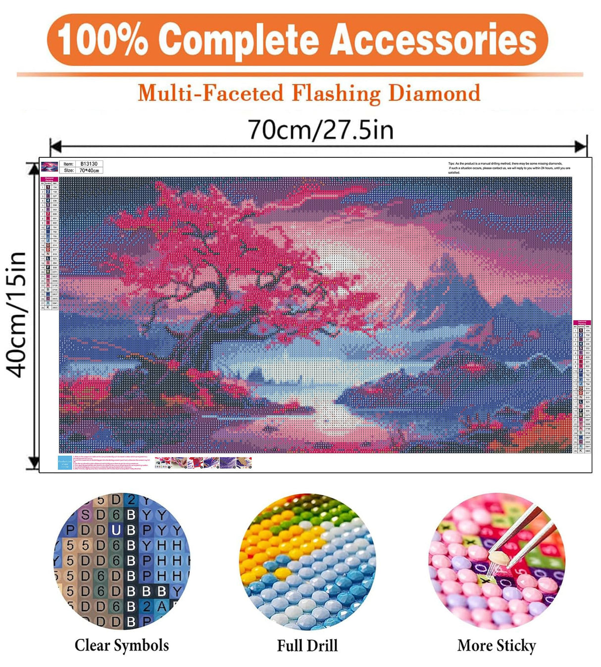 igoodom Large Diamond Painting, Landscape Large Diamond Art Kits for Adults, Full Drill Round Big Diamond Painting, DIY Gem Art and Crafts for Home Wall Decor Gift 27.5 X 15.7inch igoodom