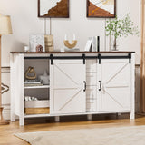 PAKASEPT Farmhouse Dresser Chests for Bedroom, Sliding Barn Doors TV Stand, Tall Wide Wood Country Rustic Chest of Drawers, Wood Storage Dressers for Living Room Hallway Entryway PAKASEPT