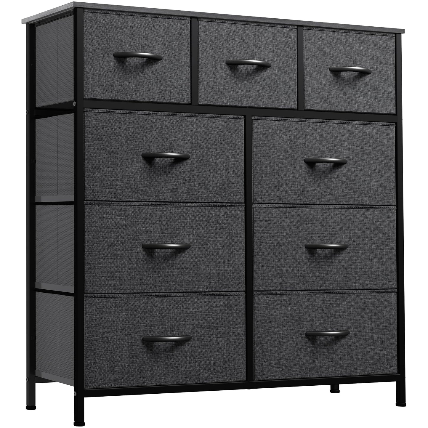 YITAHOME 9 Drawers Fabric Dresser - Storage Tower Organizer Unit for Living Room, Closets - Sturdy Steel Frame, Wooden Top & Easy Pull Fabric Bins