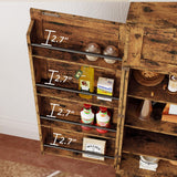 IRONCK Kitchen Pantry 72" Height, with 8 Hanging Shelves, 2 Drawers and Open Storage Cabinet, Freestanding Cupboard for Dining Room Living Room,Vintage Brown IRONCK