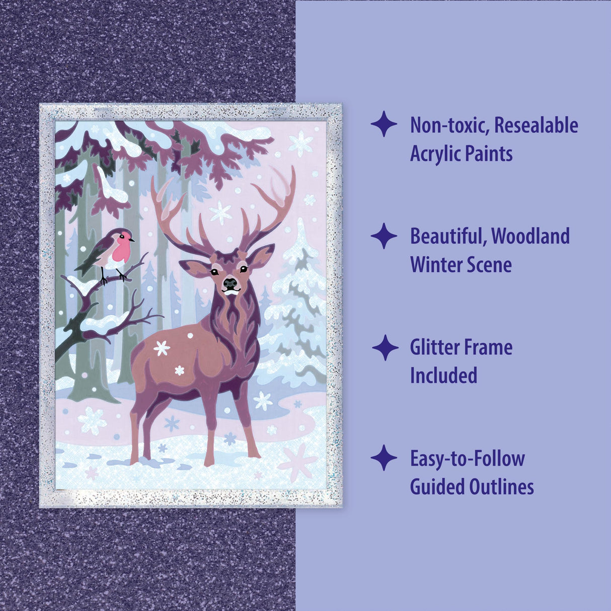 Ravensburger - CreArt - Festive Friends - Paint by Number Kit - Adorable Woodland Scene - Premium Paints and Glitter for That Magical Quality - Ages 9+ Ravensburger