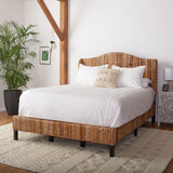 SAFAVIEH Home Collection Finola Coastal Braided Rattan Legs Queen Size Bed BED8002A-Q, Natural/Espresso SAFAVIEH