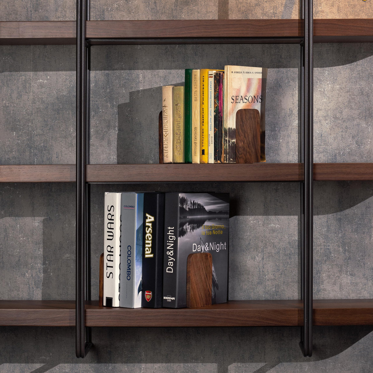 TILISMA Handmade Walnut Book Ends | Wooden Slim Bookends for Shelves Heavy Duty | Modern Wood Bookend for Shelf | Decorative Book Stopper | Unique Book Separator | Reading Accessories (2 Pair) TILISMA