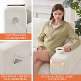 Ihanherry Sofa 70 Inch Loveseat with USB/Type-C Charging Port & Side Pocket, Comfy Modern 2-Seats Sofa for Living Room & Bedroom, Removable Medium Firm Sofa Cushion, Breathable Chenille Fabric, Beige Ihanherry