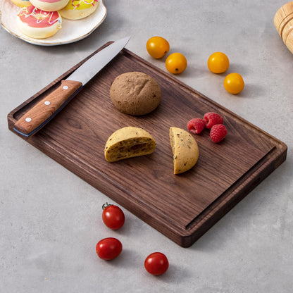 Walnut Cutting Board - Wooden Chopping Board with Deep Juice Groove and Build-in Handles - Reversible Butcher Block Charcuterie Board - 12" x 8" - WoodArtSupply