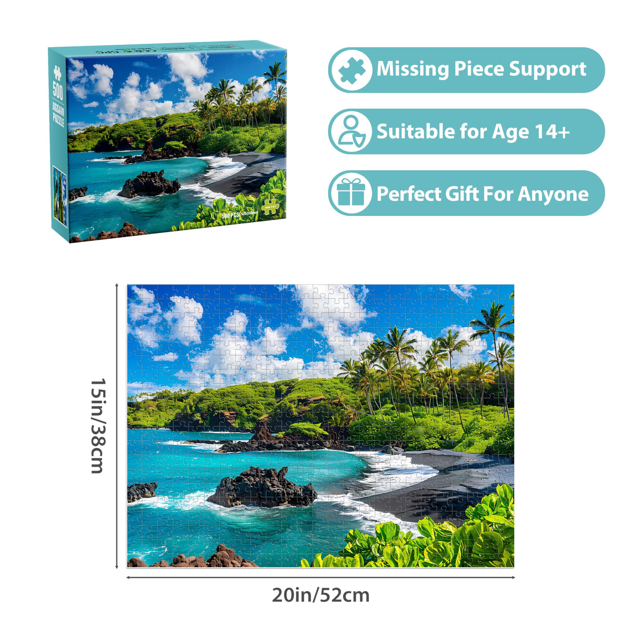 500 Piece Puzzles for Adults, Beach Jigsaw Puzzles 500 Pieces, Seaside Puzzles 500 Pieces for Adults, Ocean Jigsaw Puzzles, Funny Challenging Puzzles, Great Gift for Family Friends, 21 x 15 in Jeacirio