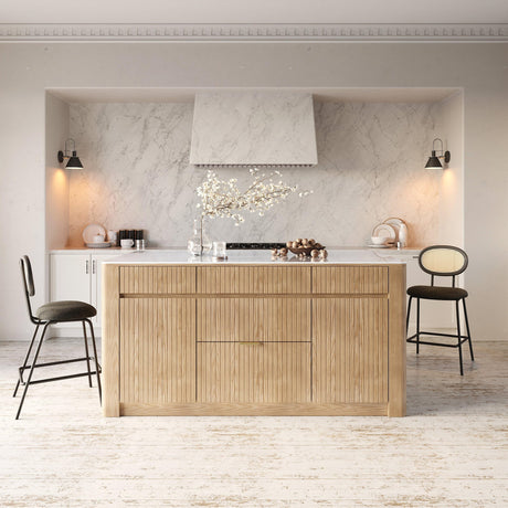 homary Kitchen Island Modern Wood Kitchen Island with Sintered Stone Top and Storage,Whitewash, Spacious Design for 2-3 Stools (Whitewash, 72'') homary