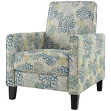 Christopher Knight Home Kenley Modern Fabric Upholstered Push Back Recliner Chair, Wooden Gliding Home Theater Seating, Comfy Reading Chair, Deep Seating Single Sofa Accent Chair, Mixed Blue Christopher Knight Home