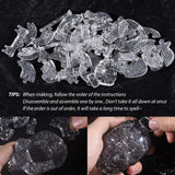 3D Skull Crystal Puzzle, Skull Assembly Brain Teaser with Light-Up Wood Base for Halloween Decorations Outdoor, Plastic Skull DIY Puzzle Blocks 3D Model Toy, Gift for Adults, Kid 14+, 49pcs (Grey) Generic