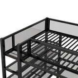 Bellemave Full Size Loft Bed with 4-Tier Shelves and Storage, Metal Loft Bed with Bookshelf, Full Size Loft Bed with Storage Stairs(with Bookshelf, Black) Bellemave