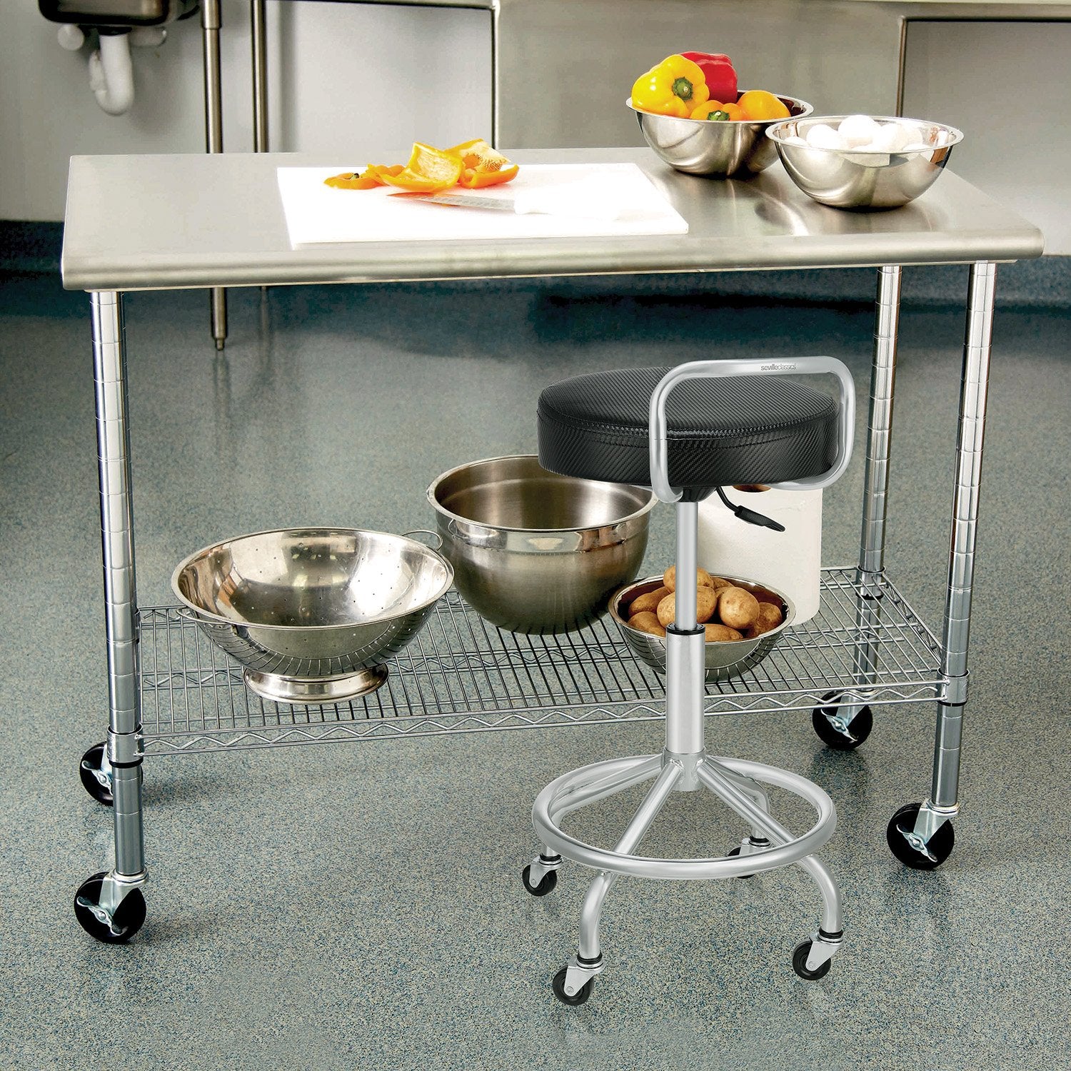 Seville Classics Ergonomic Stool Chair - Thumbnail 4
