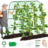 65"×65" Upgrade Heightened Cucumber Trellis for Raised Bed,U-Shape Garden Trellis for Climbing Plants Outdoor,Adjustable Metal Arch Vegetables Trellis with Climbing Net for Tomato,Bean,Grape,Zucchini WLLEYAY