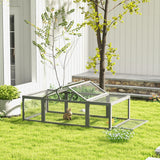 PawHut Large Wooden Rabbit Hutch Bunny Hutch Small Animal Habitat Enclosure Outdoor Run and Lockable Doors, Gray PawHut